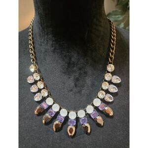 Women's Silver Tone Rhinestone Drop Pendant Chain Necklace Lobster Clasp